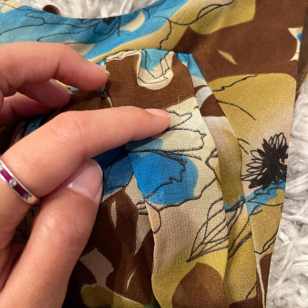 Vintage Y2K Georgiou Studio Silk Floral Dress Ruched Handkerchief Hem Size 10 - Picture 8 of 8